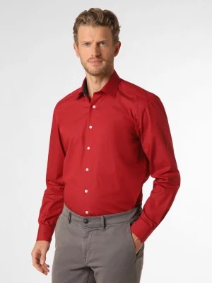 Zdjęcie produktu Finshley & Harding Koszula męska łatwa w prasowaniu Mężczyźni Modern Fit Bawełna czerwony jednolity kołnierzyk kent,