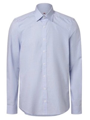 Zdjęcie produktu Finshley & Harding Koszula męska łatwa w prasowaniu Mężczyźni Modern Fit Bawełna niebieski|biały w kratkę,