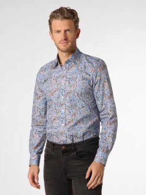 Zdjęcie produktu Finshley & Harding Koszula męska łatwa w prasowaniu Mężczyźni Slim Fit Bawełna niebieski|wielokolorowy wzorzysty kołnierzyk kent,