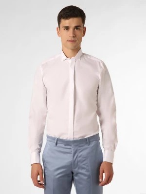 Zdjęcie produktu Finshley & Harding Koszula męska łatwa w prasowaniu z wywijanymi mankietami Mężczyźni Slim Fit Bawełna biały jednolity kołnierz łamany,