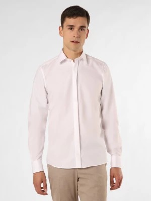 Zdjęcie produktu Finshley & Harding Koszula męska łatwa w prasowaniu z wywijanymi mankietami Mężczyźni Slim Fit Bawełna biały jednolity kołnierzyk kent,
