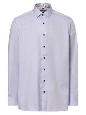Zdjęcie produktu Finshley & Harding Koszula męska - Łatwe prasowanie - Bardzo długie rękawy Mężczyźni Modern Fit Bawełna niebieski wypukły wzór tkaniny,