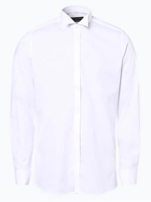 Zdjęcie produktu Finshley & Harding Koszula męska z wywijanymi mankietami Mężczyźni Slim Fit Bawełna biały jednolity kołnierz łamany,