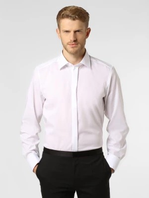 Zdjęcie produktu Finshley & Harding Koszula męska z wywijanymi mankietami Mężczyźni Slim Fit Bawełna biały jednolity kołnierzyk kent,