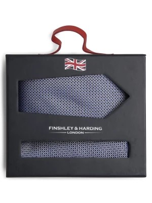 Zdjęcie produktu Finshley & Harding London Krawat i poszetka z jedwabiu Mężczyźni Jedwab niebieski wypukły wzór tkaniny,