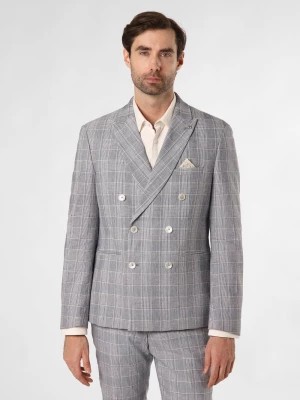 Zdjęcie produktu Finshley & Harding London Męska kurtka modułowa z zawartością lnu - Brixdon Mężczyźni Slim Fit Bawełna niebieski w kratkę,