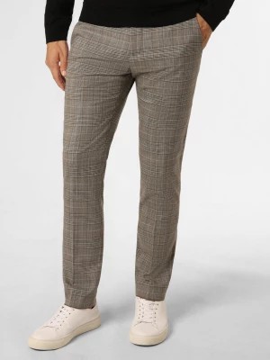 Zdjęcie produktu Finshley & Harding London Męskie spodnie od garnituru modułowego Mężczyźni Slim Fit brązowy|zielony w kratkę,