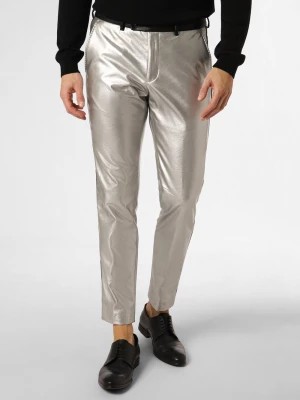 Zdjęcie produktu Finshley & Harding London Męskie spodnie od garnituru modułowego Mężczyźni Slim Fit srebrny jednolity,