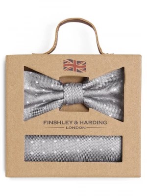 Zdjęcie produktu Finshley & Harding London Muszka i poszetka męska z jedwabiu Mężczyźni Jedwab beżowy|szary w kropki,