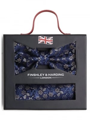 Zdjęcie produktu Finshley & Harding London Muszka i poszetka męska z jedwabiu Mężczyźni Jedwab niebieski|beżowy|srebrny wzorzysty,