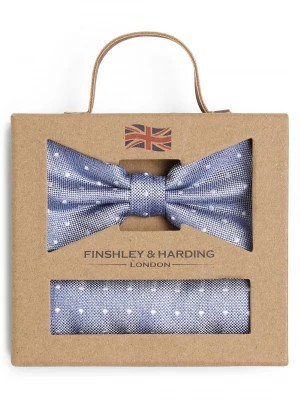 Zdjęcie produktu Finshley & Harding London Muszka i poszetka męska z jedwabiu Mężczyźni Jedwab niebieski w kropki,