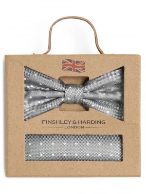 Zdjęcie produktu Finshley & Harding London Muszka i poszetka męska z jedwabiu Mężczyźni Jedwab zielony w kropki,