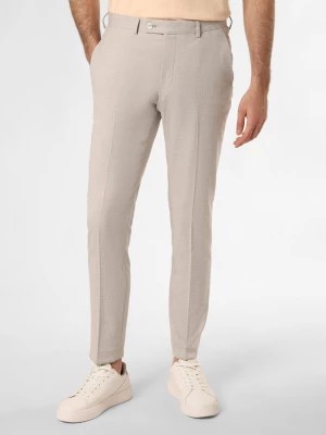 Zdjęcie produktu Finshley & Harding London Spodnie - Hoxdon Mężczyźni Slim Fit beżowy marmurkowy,