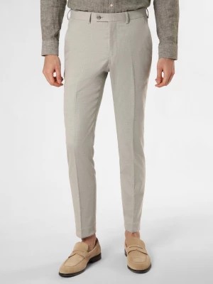 Zdjęcie produktu Finshley & Harding London Spodnie - Hoxdon Mężczyźni Slim Fit zielony|szary wypukły wzór tkaniny,
