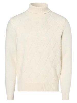 Zdjęcie produktu Finshley & Harding London Sweter z dodatkiem wełny merino Mężczyźni Wełna merino biały wypukły wzór tkaniny,