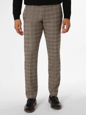 Zdjęcie produktu Finshley & Harding Męskie spodnie od garnituru modułowego Mężczyźni Modern Fit beżowy|brązowy w kratkę,