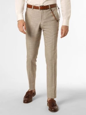 Zdjęcie produktu Finshley & Harding Męskie spodnie od garnituru modułowego Mężczyźni Modern Fit beżowy wypukły wzór tkaniny,