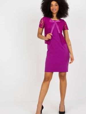 Zdjęcie produktu Fioletowa ołówkowa sukienka koktajlowa z bolerkiem