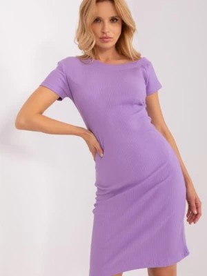 Zdjęcie produktu Fioletowa sukienka damska basic z krótkim rękawem RELEVANCE