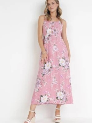 Zdjęcie produktu Różowa Sukienka Maxi na Ramiączkach Philandia
