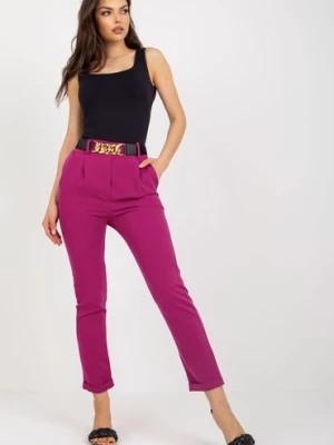 Zdjęcie produktu Fioletowe klasyczne spodnie z materiału 7/8 RUE PARIS Italy Moda