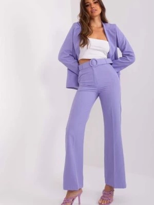 Zdjęcie produktu Fioletowe materiałowe spodnie damskie w kant Italy Moda