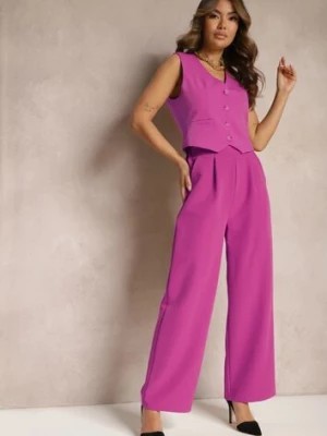 Zdjęcie produktu Fioletowe Szerokie Spodnie w Eleganckim Stylu Hanessame