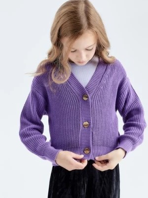 Zdjęcie produktu Fioletowy sweter dziewczęcy rozpinany Lincoln & Sharks by 5.10.15.