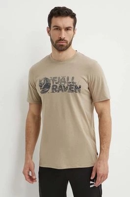 Zdjęcie produktu Fjallraven t-shirt Lush Logo T-shirt męski kolor beżowy z nadrukiem F12600219