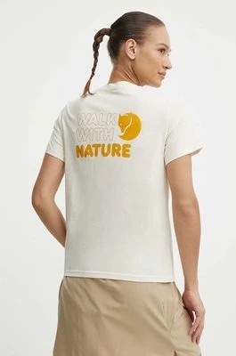 Zdjęcie produktu Fjallraven t-shirt Walk With Nature damski kolor beżowy F14600171