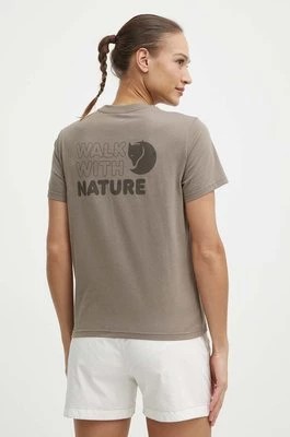 Zdjęcie produktu Fjallraven t-shirt Walk With Nature damski kolor brązowy F14600171