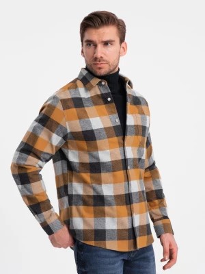 Zdjęcie produktu Flanelowa koszula męska w kratę - żółto-czarna V2 OM-SHCS-0150
 -                                    M