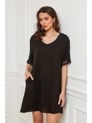 Zdjęcie produktu Fleur de Lin Lniana sukienka "Corsica" w kolorze czarnym rozmiar: XL