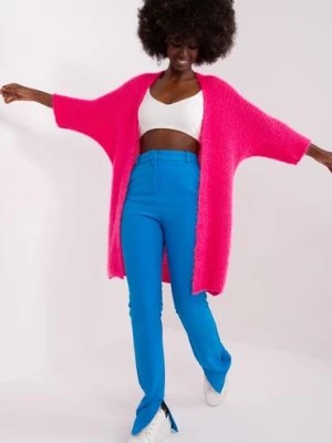 Zdjęcie produktu Fluo różowy damski kardigan z dzianiny Italy Moda