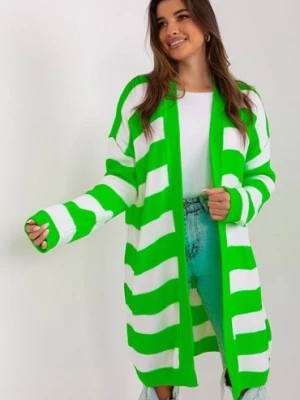 Zdjęcie produktu Fluo zielono-biały kardigan o kroju oversize BADU