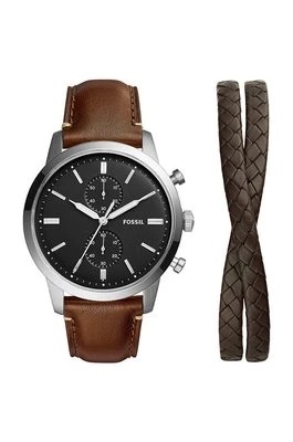 Zdjęcie produktu Fossil zegarek i bransoletka męski kolor srebrny