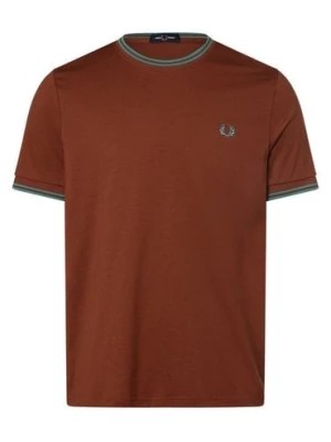 Zdjęcie produktu Fred Perry T-shirt męski Mężczyźni Bawełna brązowy jednolity,