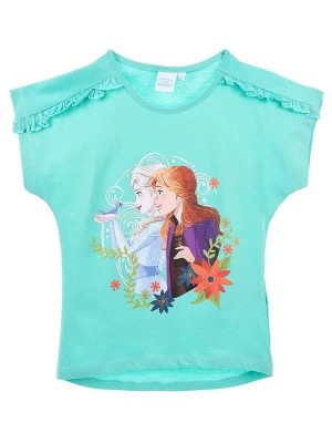 Zdjęcie produktu FROZEN Koszulka "Frozen" w kolorze turkusowym ze wzorem rozmiar: 128