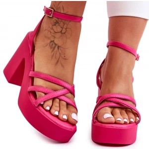 Zdjęcie produktu FS1 Modne Sandały Na Obcasie Z Paseczkami Fuksja Shemira różowe