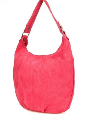 Zdjęcie produktu Fuksja zamszowa torebka damska A4 skórzana worek różowy Merg