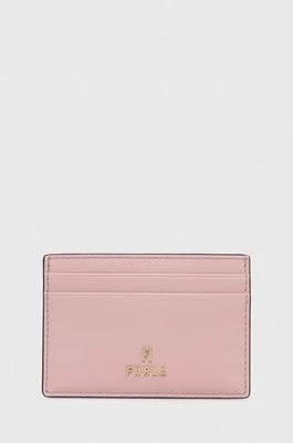 Zdjęcie produktu Furla etui na karty skórzane kolor różowy