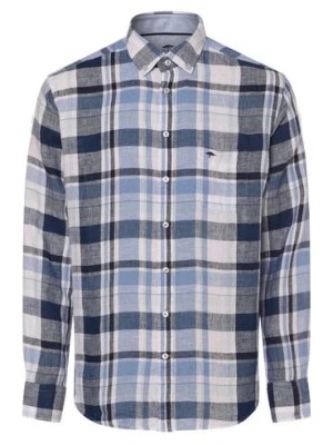 Zdjęcie produktu Fynch-Hatton Męska koszula lniana Mężczyźni Regular Fit len niebieski w kratkę,
