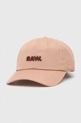 Zdjęcie produktu G-Star Raw czapka z daszkiem bawełniana kolor beżowy z aplikacją