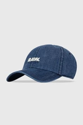 Zdjęcie produktu G-Star Raw czapka z daszkiem bawełniana kolor niebieski z aplikacją