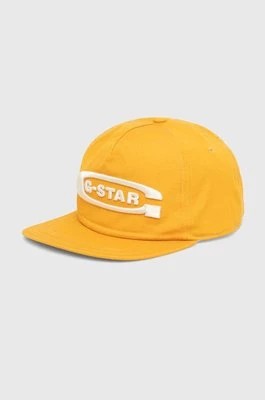 Zdjęcie produktu G-Star Raw czapka z daszkiem bawełniana kolor żółty z aplikacją