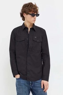 Zdjęcie produktu G-Star Raw koszula bawełniana męska kolor czarny slim z kołnierzykiem klasycznym
