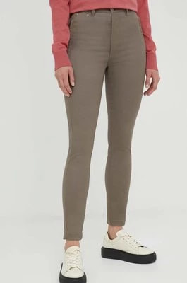 Zdjęcie produktu G-Star Raw spodnie damskie kolor brązowy dopasowane high waist