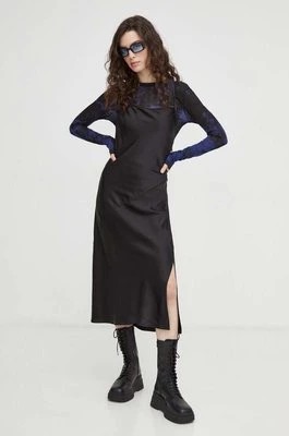 Zdjęcie produktu G-Star Raw sukienka kolor czarny midi dopasowana