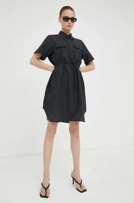 Zdjęcie produktu G-Star Raw sukienka z domieszką lnu kolor szary mini rozkloszowana