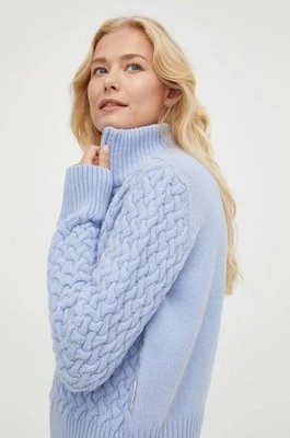 Zdjęcie produktu G-Star Raw sweter wełniany damski kolor niebieski ciepły